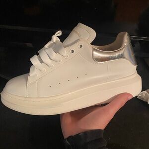 Alexander McQueen White and Silver Sneakers